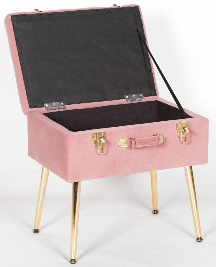Product photograph of Pink Velvet Suitcase Stool With Gold Legs from Choice Furniture Superstore.