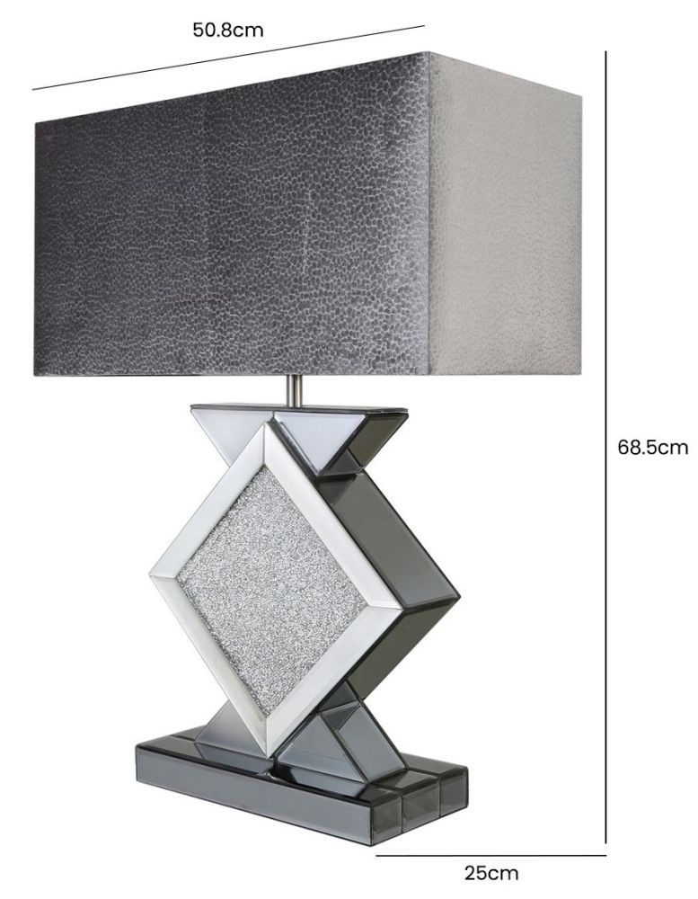 Product photograph of Milano Diamond Table Lamp With Smoked Grey Shade from Choice Furniture Superstore.