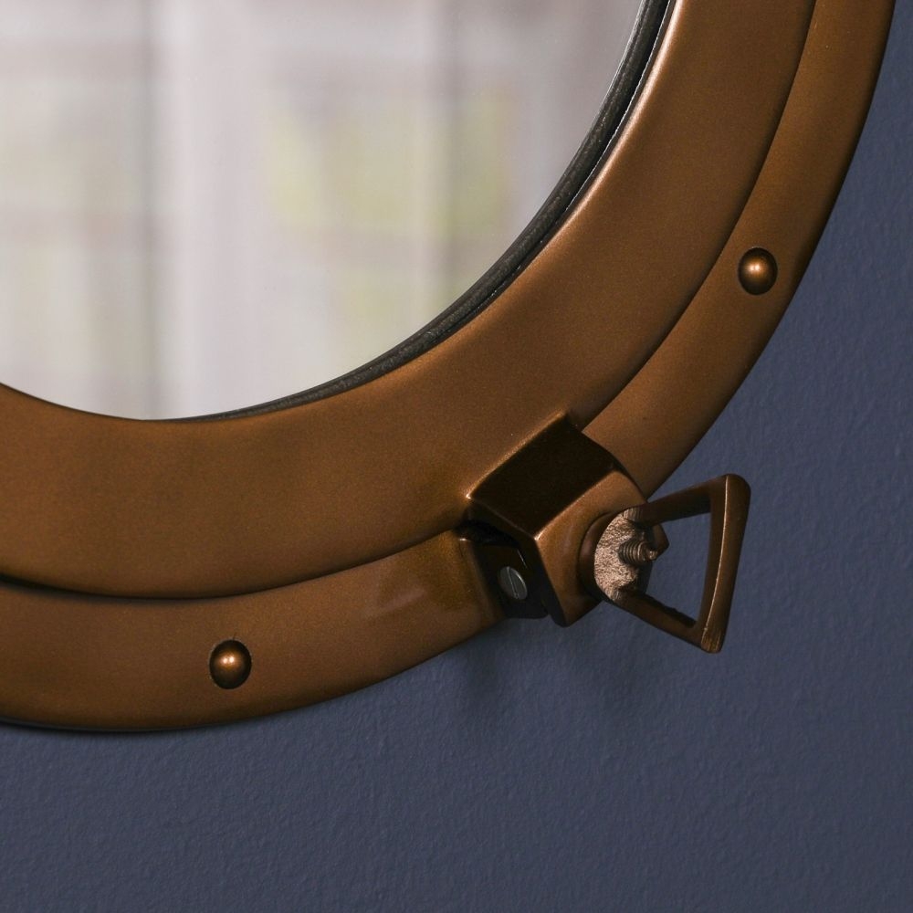 Product photograph of Antique Brass Port Hole Round Mirror - 43 5cm X 43 5cm from Choice Furniture Superstore.