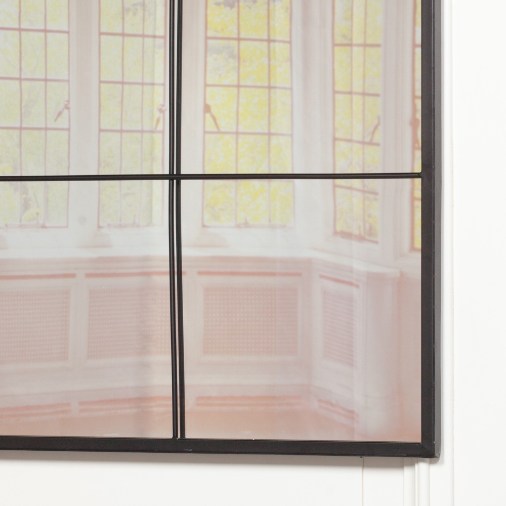 Product photograph of Black Square Metal Window Mirror - 90cm X 90cm from Choice Furniture Superstore.