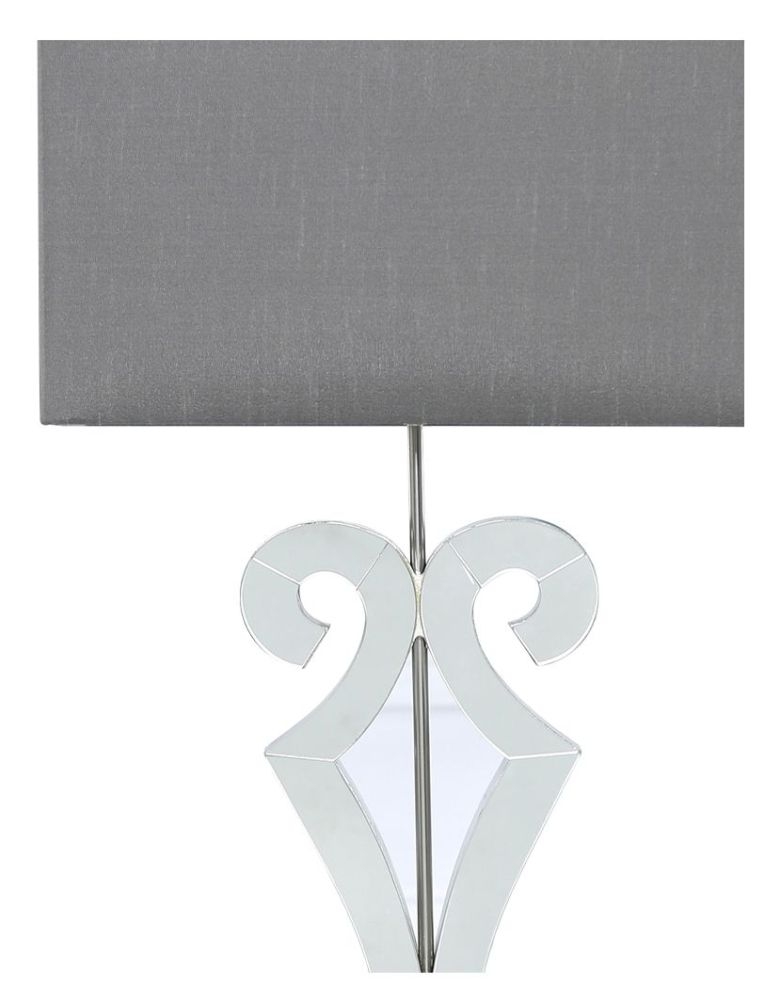 Product photograph of Adara Clear Glass Table Lamp With Grey Shade from Choice Furniture Superstore.