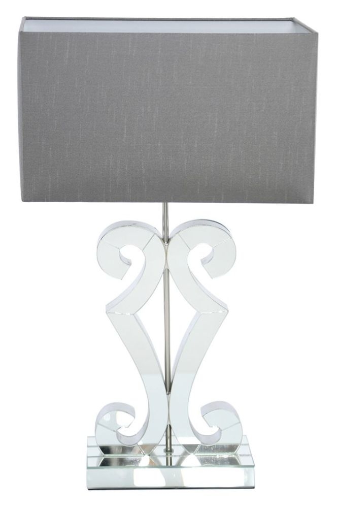 Product photograph of Adara Clear Glass Table Lamp With Grey Shade from Choice Furniture Superstore.