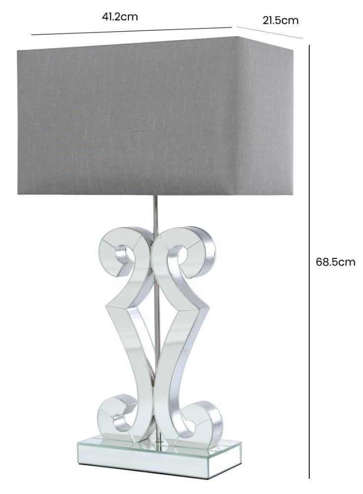 Product photograph of Adara Clear Glass Table Lamp With Grey Shade from Choice Furniture Superstore.