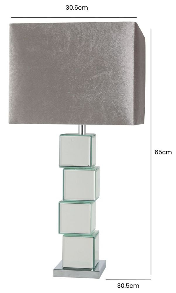 Product photograph of Block Design Mirrored Table Lamp from Choice Furniture Superstore.