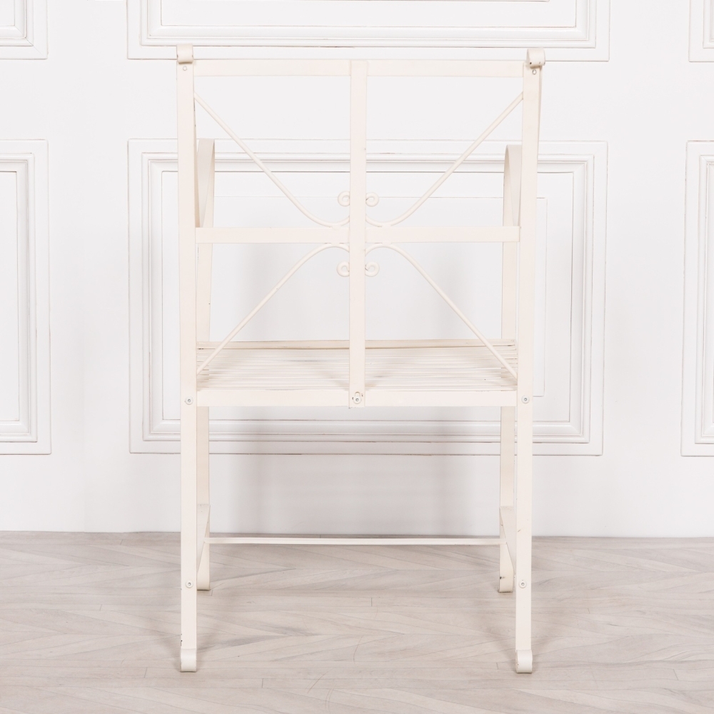 Product photograph of Distressed Cream Garden Dining Chair Sold In Pairs from Choice Furniture Superstore.