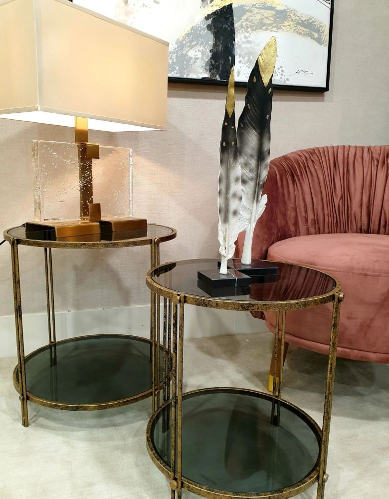 Product photograph of Mindy Brownes Rhianna Antique Gold Round Side Table Set Of 2 from Choice Furniture Superstore.