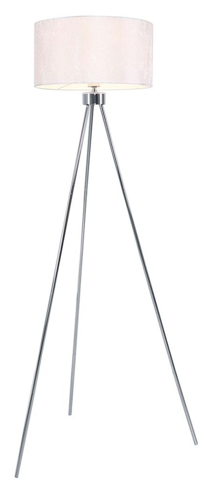 Product photograph of Value Tripod Large Chrome Floor Lamp With White Cotton Shade from Choice Furniture Superstore.