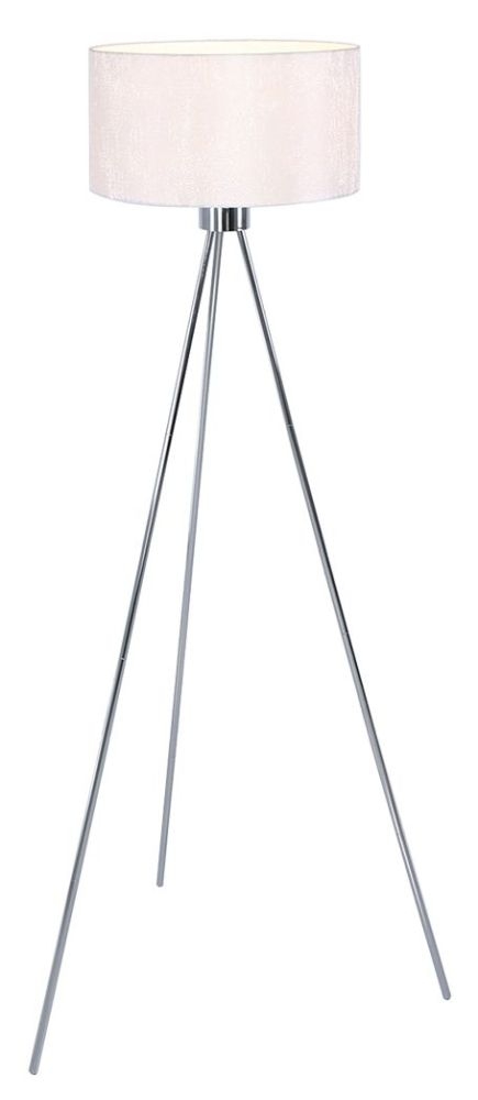 Product photograph of Value Tripod Large Chrome Floor Lamp With White Cotton Shade from Choice Furniture Superstore.