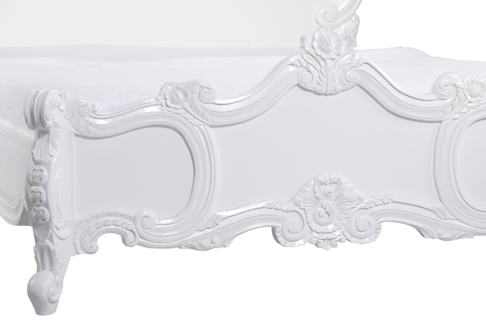 Product photograph of French White Carved Rose Cherub Bed from Choice Furniture Superstore.