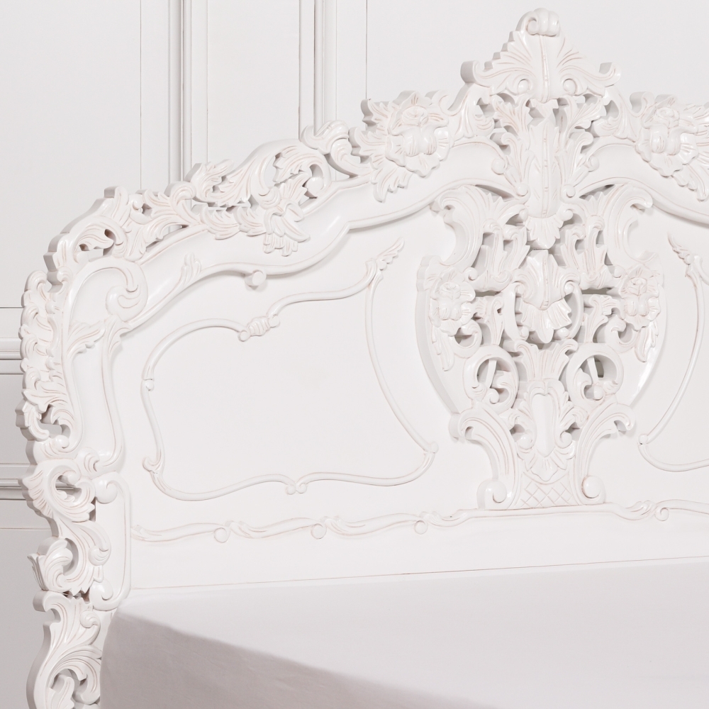 Product photograph of French Style Horatio White Carved Bed from Choice Furniture Superstore.