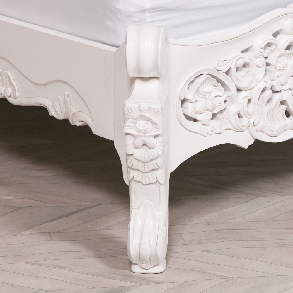 Product photograph of French Style Horatio White Carved Bed from Choice Furniture Superstore.