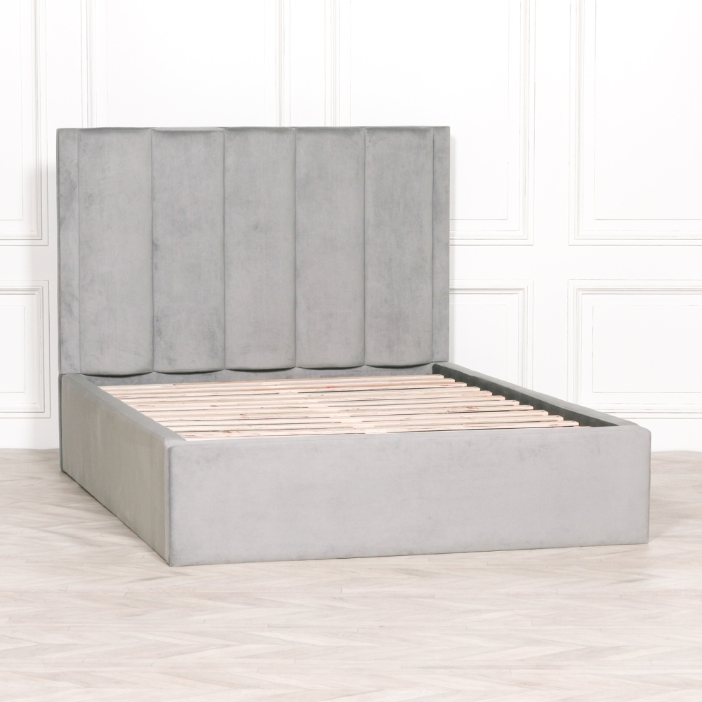 Product photograph of Grey Velvet 5ft King Size Bed from Choice Furniture Superstore.