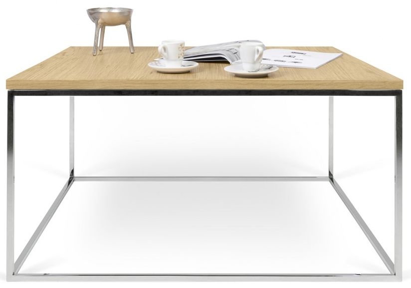 Product photograph of Temahome Gleam Oak And Chrome Square Coffee Table from Choice Furniture Superstore.