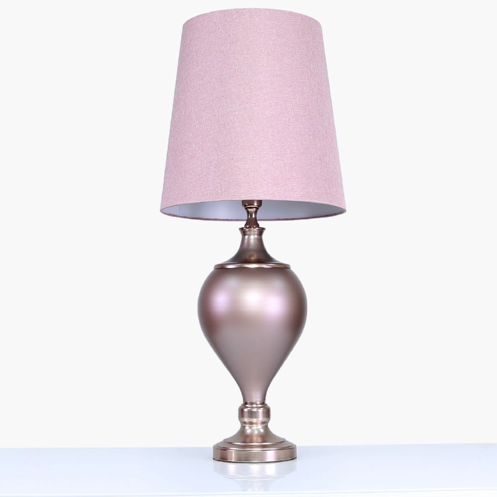 Product photograph of Rose Gold Matte Table Lamp With Blush Pink Shade from Choice Furniture Superstore.