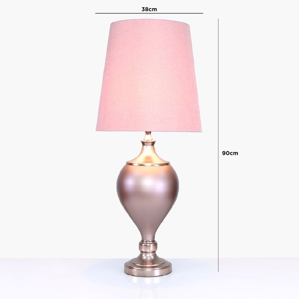 Product photograph of Rose Gold Matte Table Lamp With Blush Pink Shade from Choice Furniture Superstore.