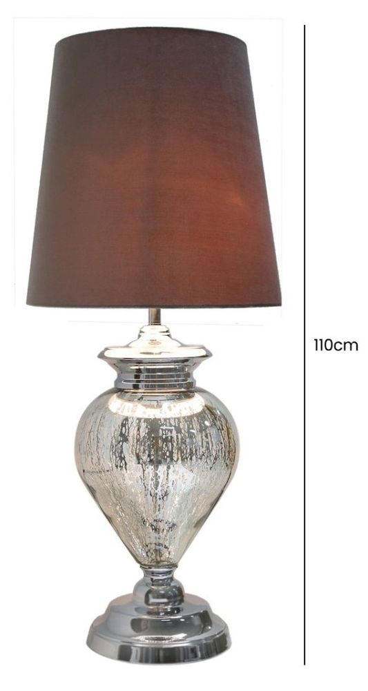 Product photograph of Chrome Glass Large Table Lamp With Grey Shade from Choice Furniture Superstore.