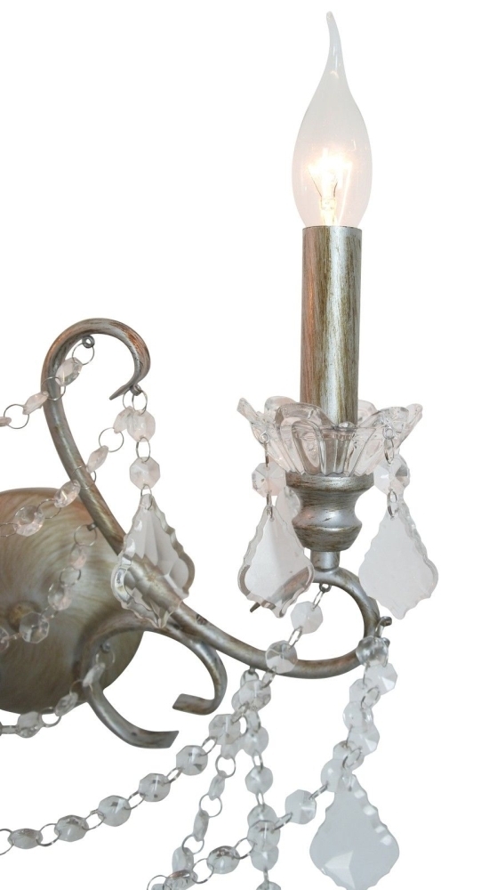 Product photograph of Antique Silver 2 Branch Cut Glass Chandelier Wall Light from Choice Furniture Superstore.