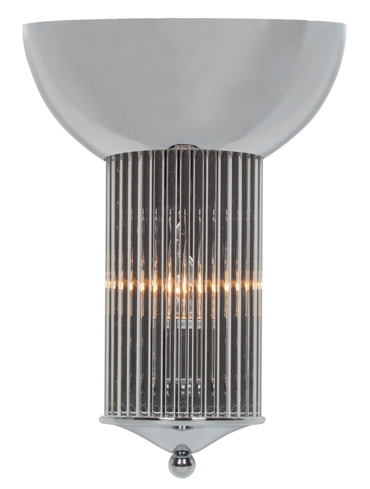Product photograph of Chrome And Glass Flutes Wall Light With Uplight from Choice Furniture Superstore.