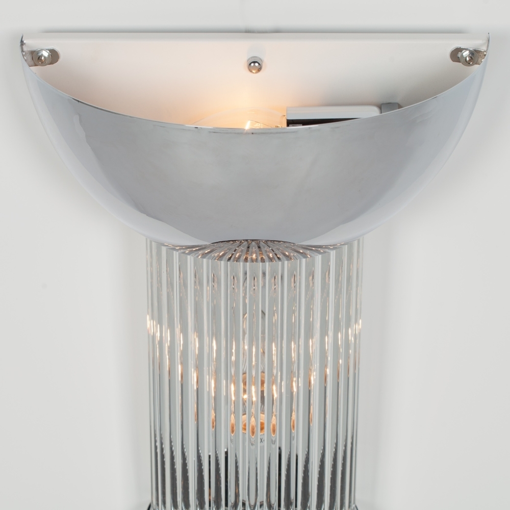 Product photograph of Chrome And Glass Flutes Wall Light With Uplight from Choice Furniture Superstore.