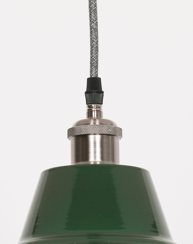 Product photograph of Factory Style 46cm British Green Dubois Painted Pendant Light from Choice Furniture Superstore.