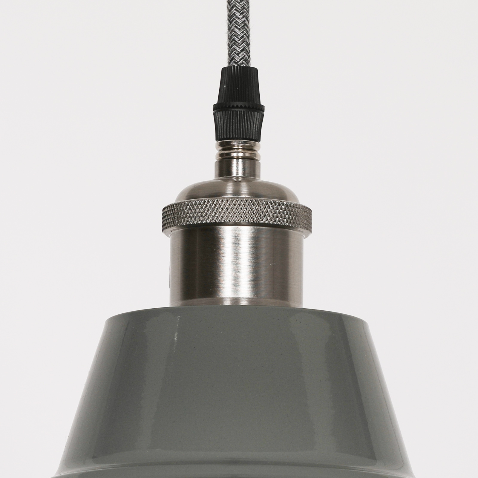 Product photograph of Factory Style 46cm Grey Enamel Painted Pendant Light from Choice Furniture Superstore.