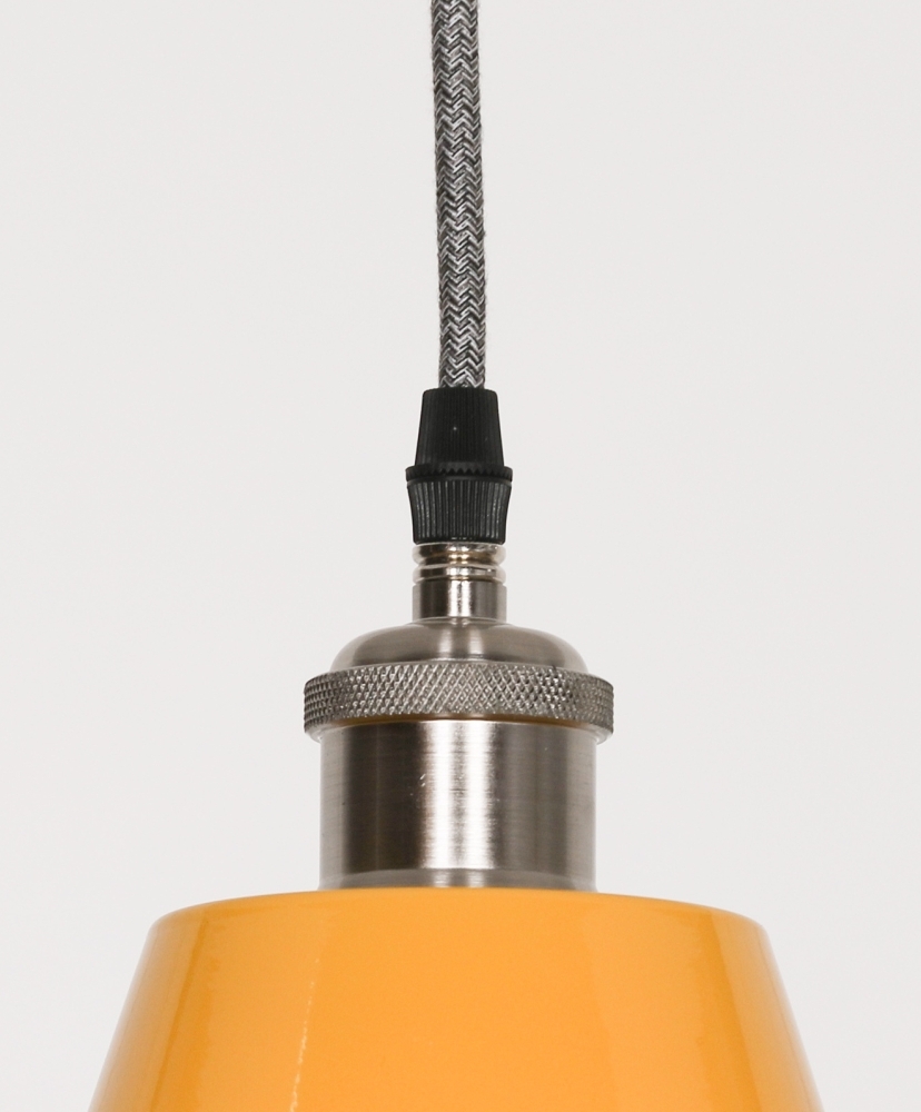 Product photograph of Factory Style 46cm Mustard Yellow Enamel Painted Pendant Light from Choice Furniture Superstore.