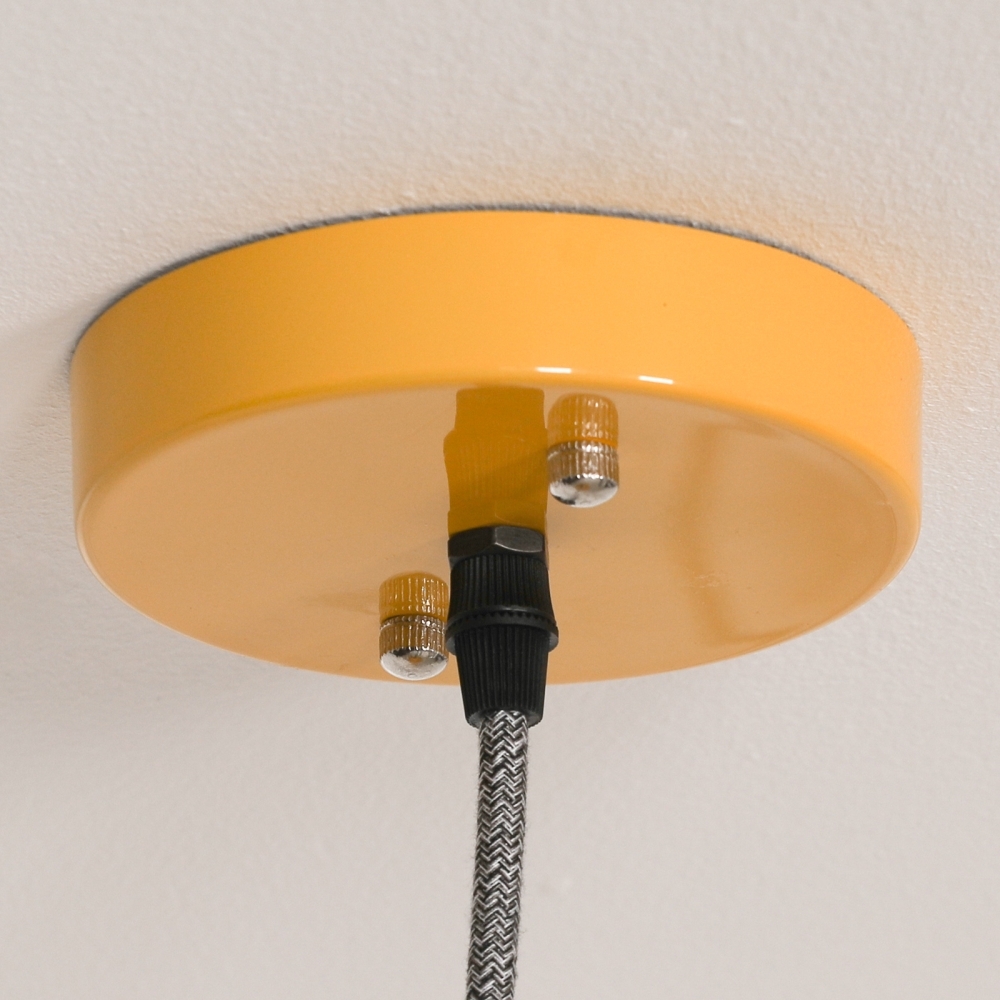 Product photograph of Factory Style 46cm Mustard Yellow Enamel Painted Pendant Light from Choice Furniture Superstore.