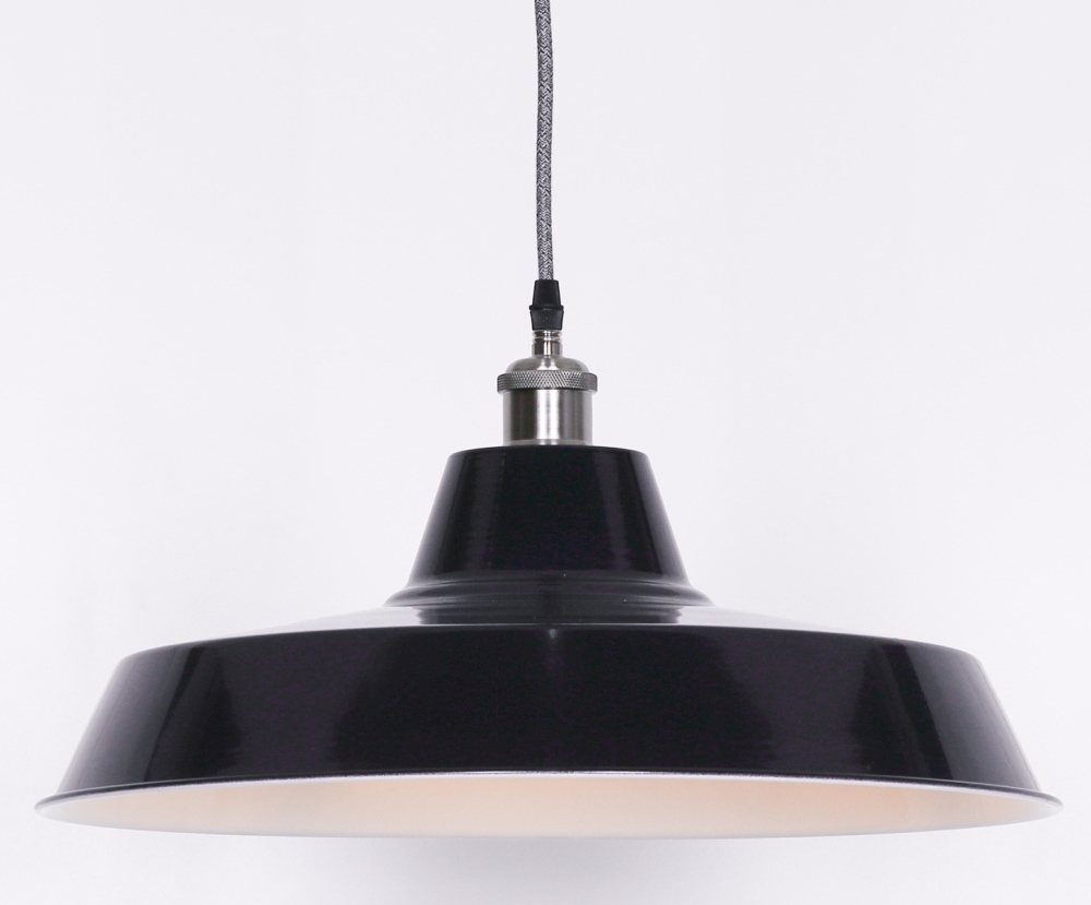 Product photograph of Factory Style 46cm Royal Blue Enamel Painted Pendant Light from Choice Furniture Superstore.