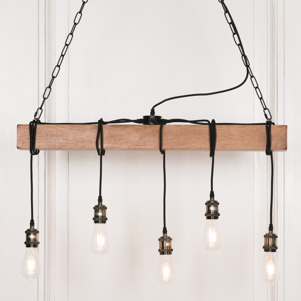 Product photograph of Industrial Style Wooden Ceiling Light from Choice Furniture Superstore.
