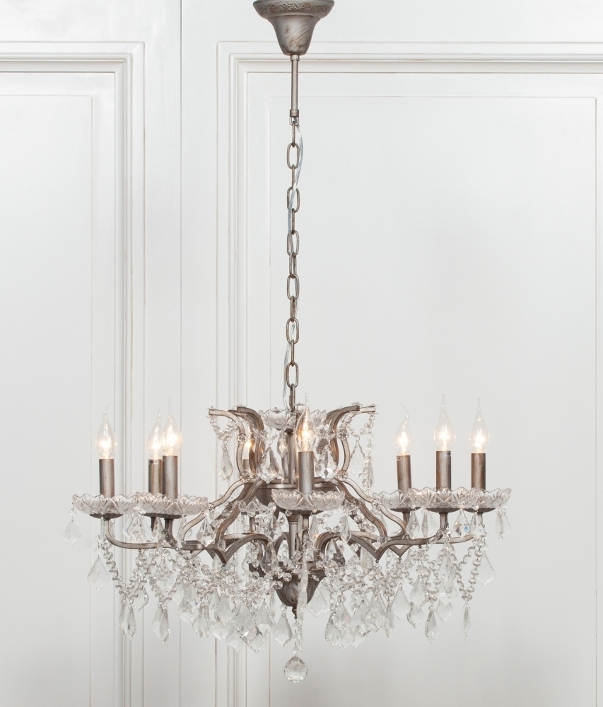 Product photograph of French Style 8 Branch Shallow Cut Glass Chandelier from Choice Furniture Superstore.