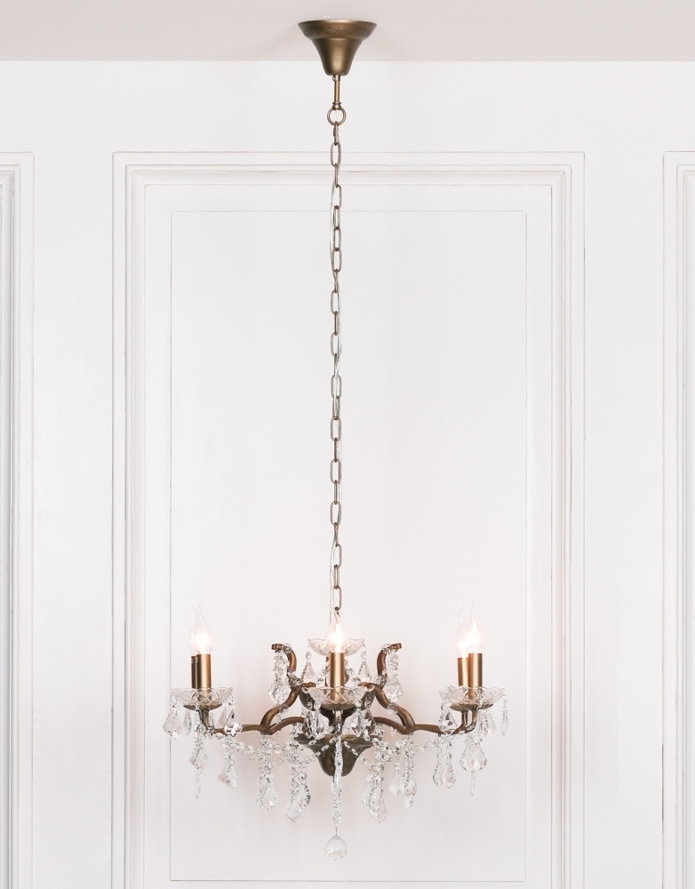 Product photograph of French Style Antique Gold 6 Branch Shallow Cut Glass Chandelier from Choice Furniture Superstore.