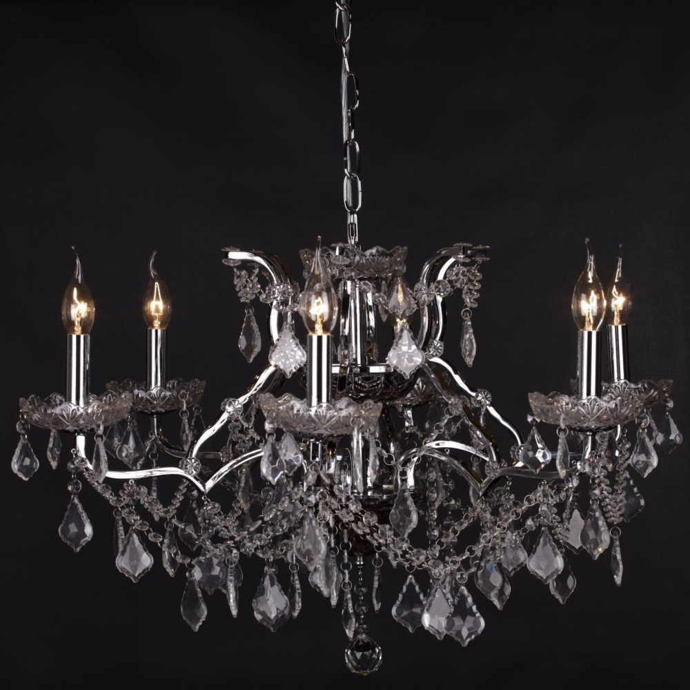 Product photograph of French Style 6 Branch Shallow Cut Glass Chandelier from Choice Furniture Superstore.