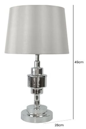 Product photograph of Chrome Geometric Design Base Table Lamp With Grey Shade Set Of 2 from Choice Furniture Superstore.