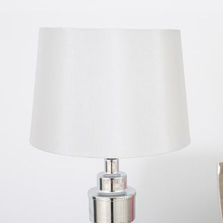 Product photograph of Chrome Geometric Design Base Table Lamp With Grey Shade Set Of 2 from Choice Furniture Superstore.