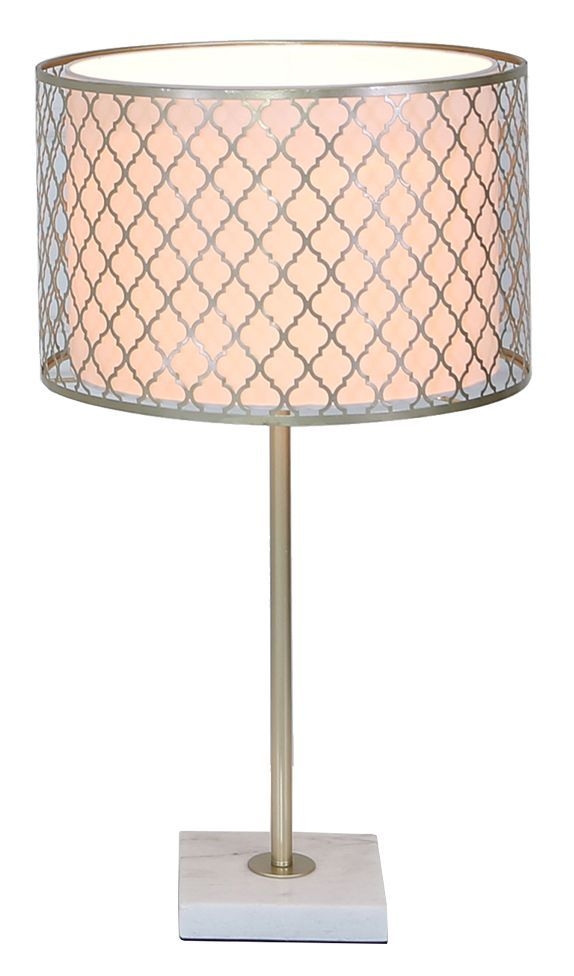Product photograph of Gold And Marble Table Lamp With White Shade from Choice Furniture Superstore.