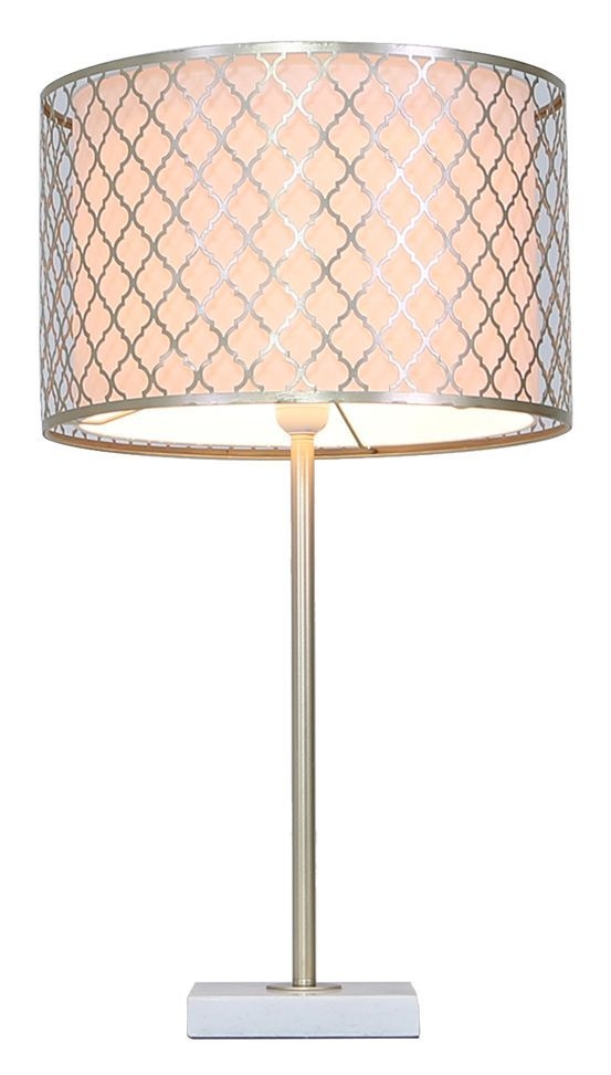 Product photograph of Gold And Marble Table Lamp With White Shade from Choice Furniture Superstore.