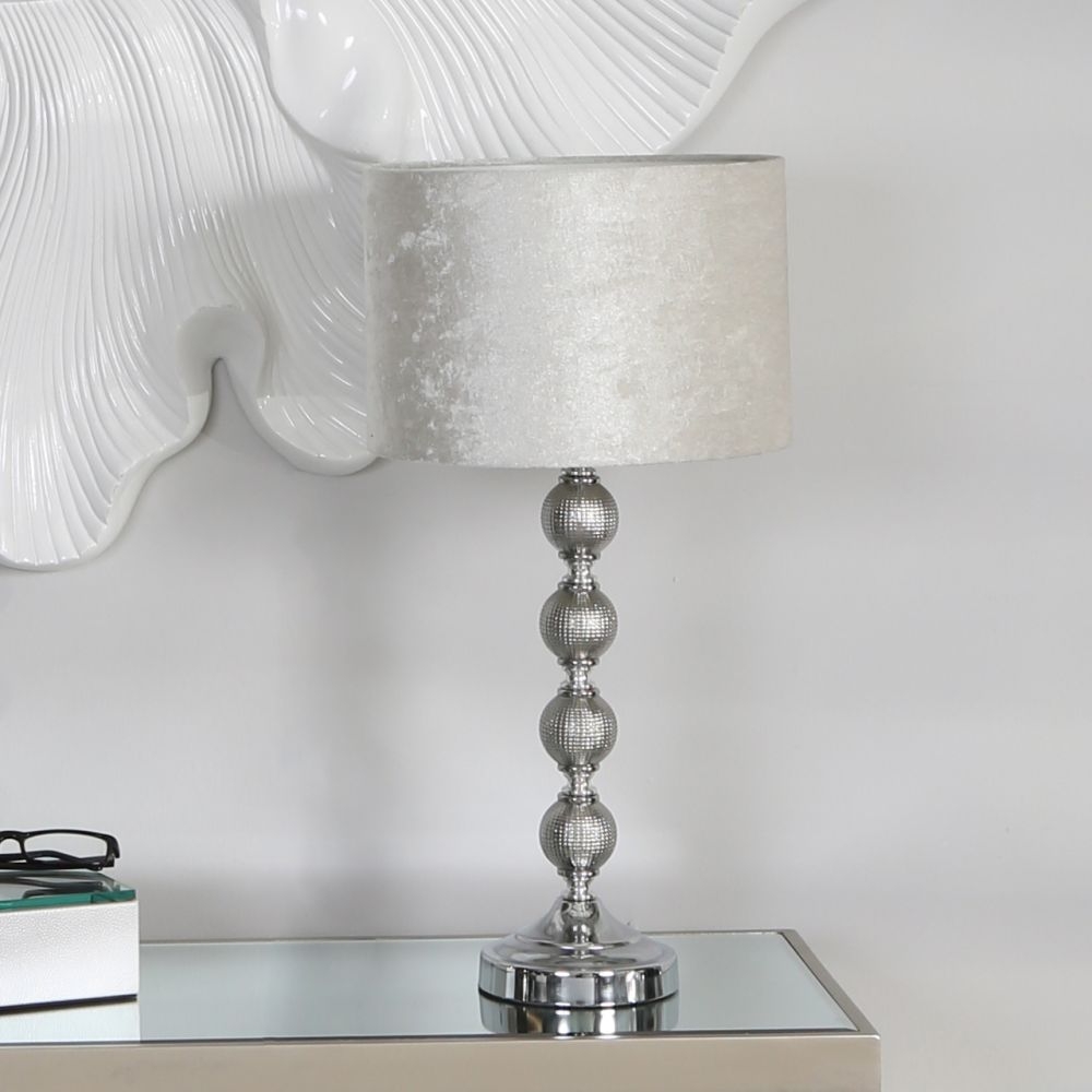 Product photograph of Value Four Ceramic Ball Table Lamp With Ivory Velvet Shade Set Of 2 from Choice Furniture Superstore.