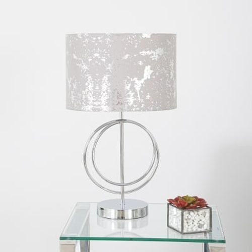 Product photograph of Chrome Circle Design Table Lamp With Silver Shade Set Of 2 from Choice Furniture Superstore.