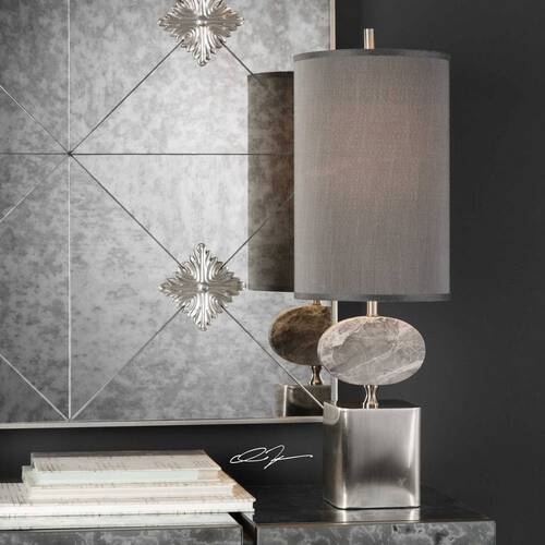 Product photograph of Mindy Brownes Gracella Dark Grey Marble Table Lamp from Choice Furniture Superstore.