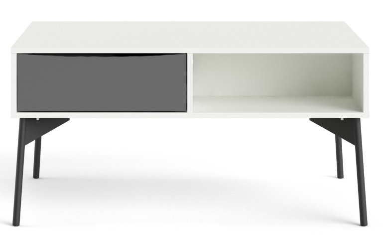 Product photograph of Fur White 1 Drawer Coffee Table from Choice Furniture Superstore.