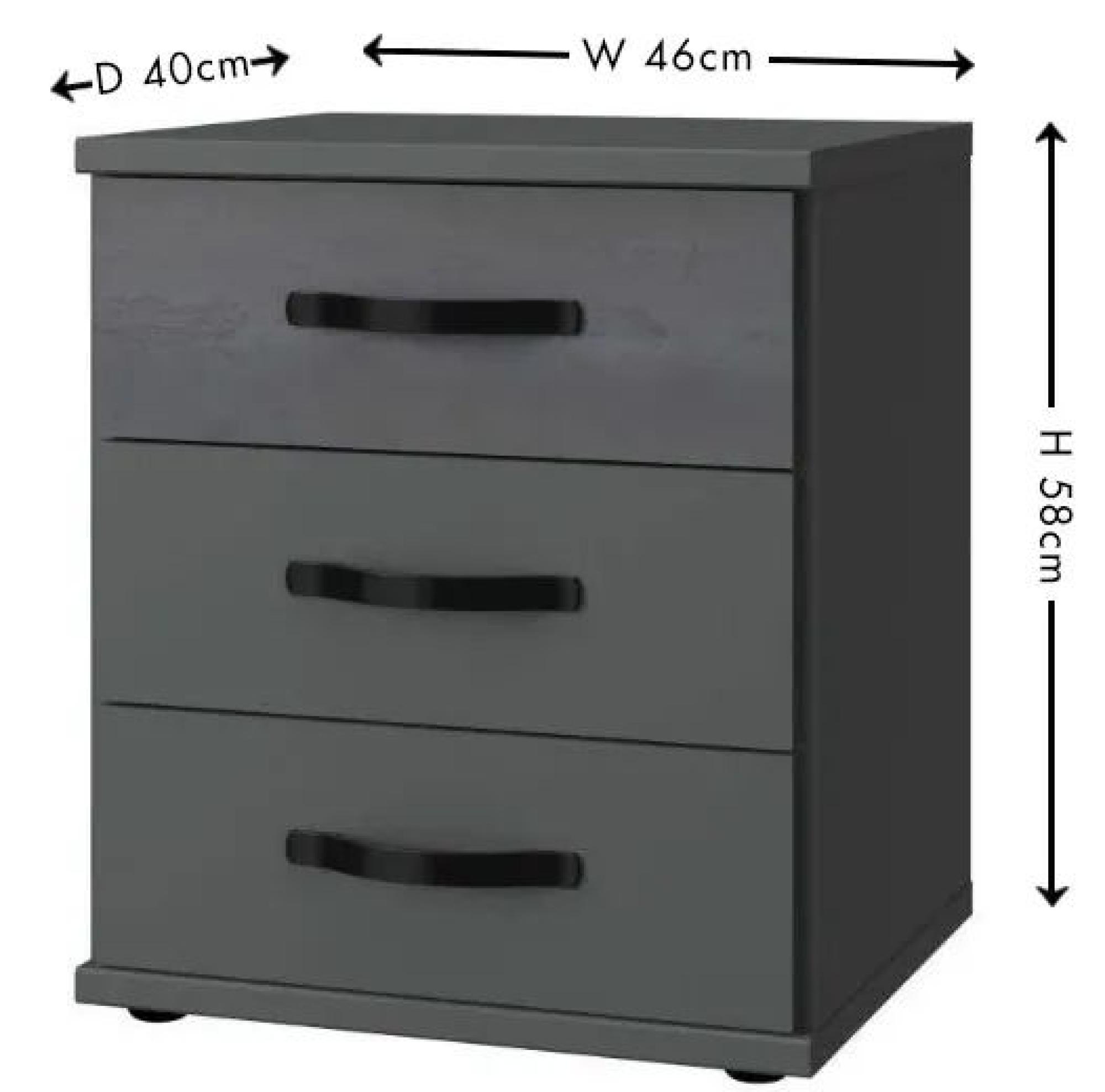 Product photograph of In Stock Duo2 Graphite 3 Drawer Bedside Cabinet from Choice Furniture Superstore.