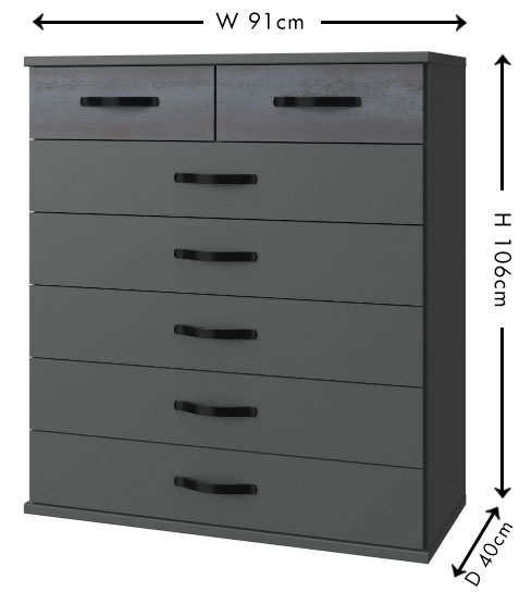 Product photograph of In Stock Duo2 5 2 Chest Of Drawers German Made Graphite Bedroom Furniture from Choice Furniture Superstore.