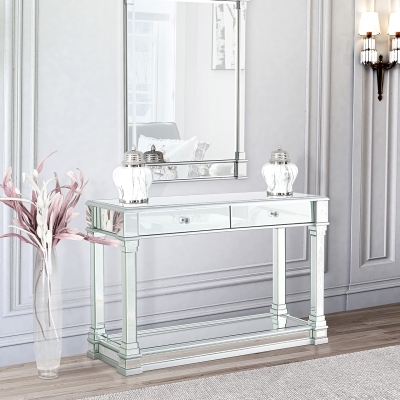 Product photograph of Athena Mirrored 2 Drawer Console Table from Choice Furniture Superstore.