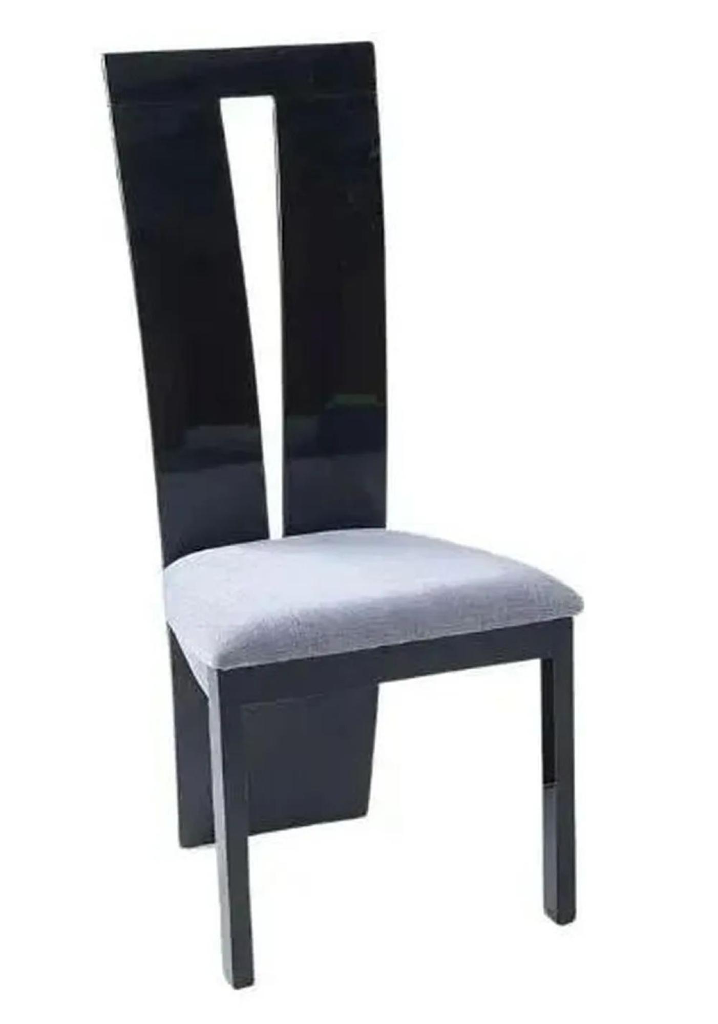 Product photograph of 2 X Vienna Black High Gloss High Back Dining Chair With Grey Seat Pads from Choice Furniture Superstore.