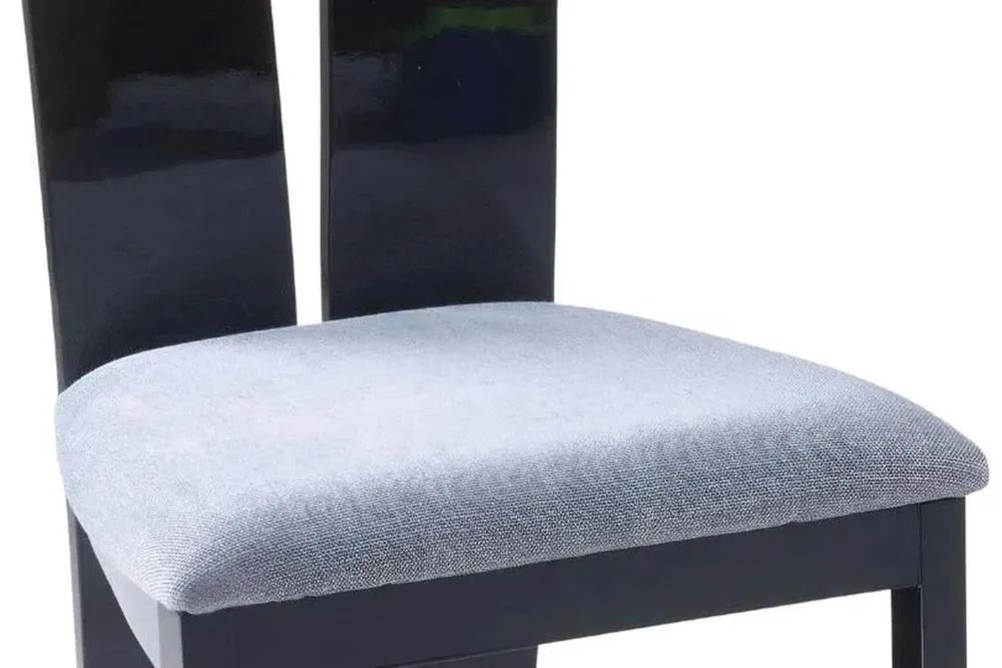 Product photograph of 2 X Vienna Black High Gloss High Back Dining Chair With Grey Seat Pads from Choice Furniture Superstore.