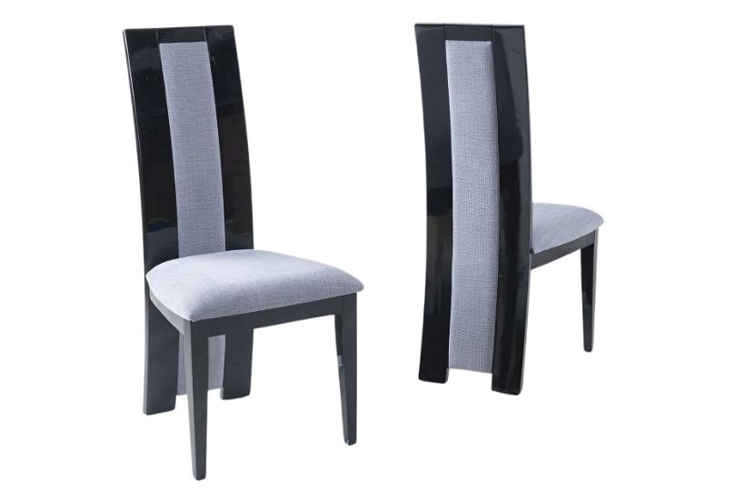 Product photograph of Alpine Black Dining Chair Wooden High Gloss Back With Grey Seat Pads from Choice Furniture Superstore.