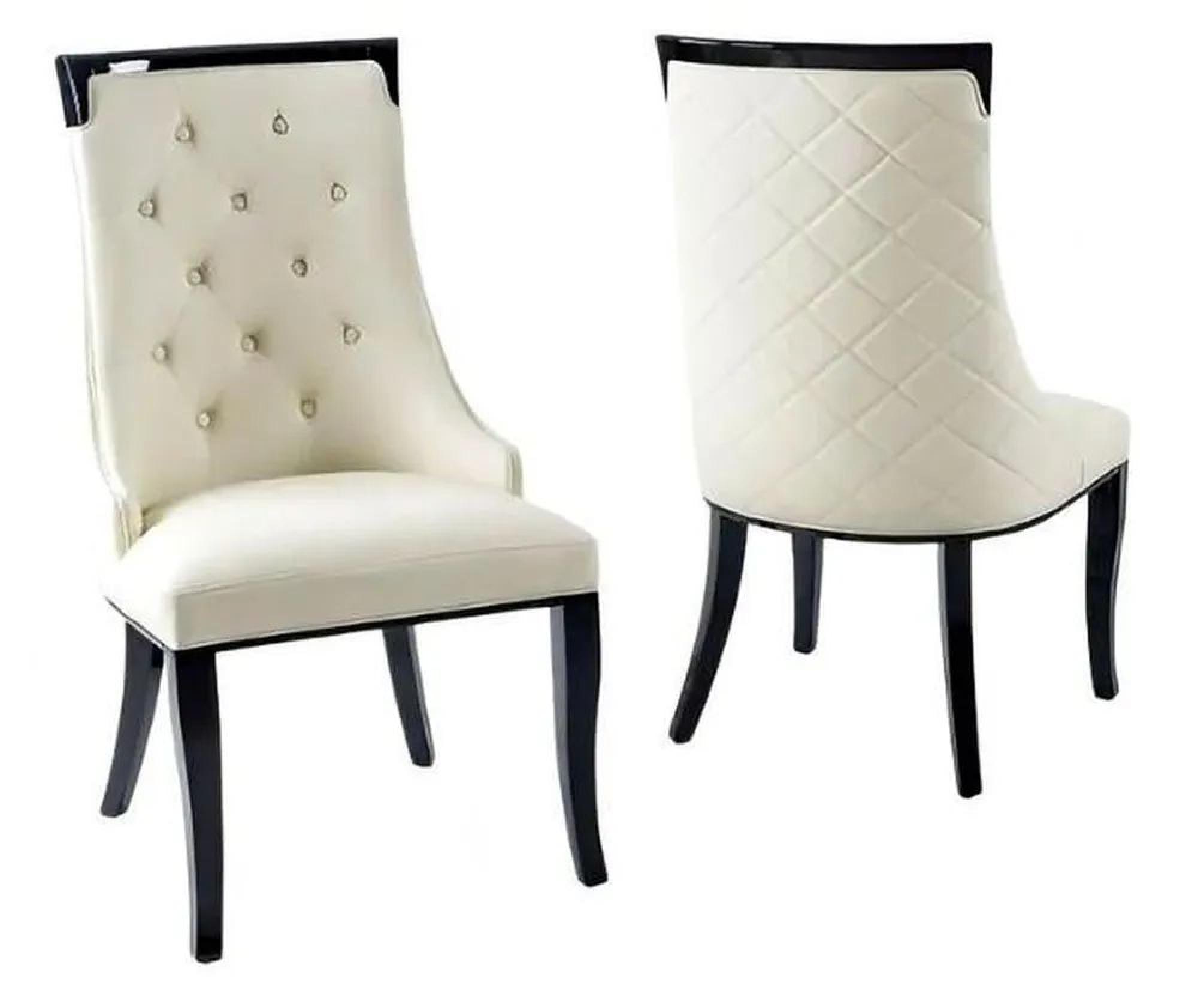 Product photograph of 2 X Carmela Cream Leather Large High Back Dining Chair With Black Legs from Choice Furniture Superstore.