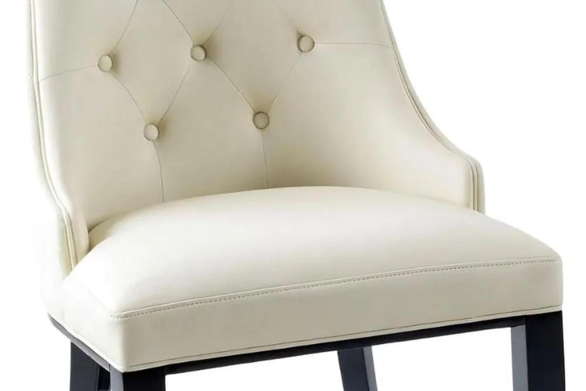 Product photograph of 2 X Carmela Cream Leather Large High Back Dining Chair With Black Legs from Choice Furniture Superstore.