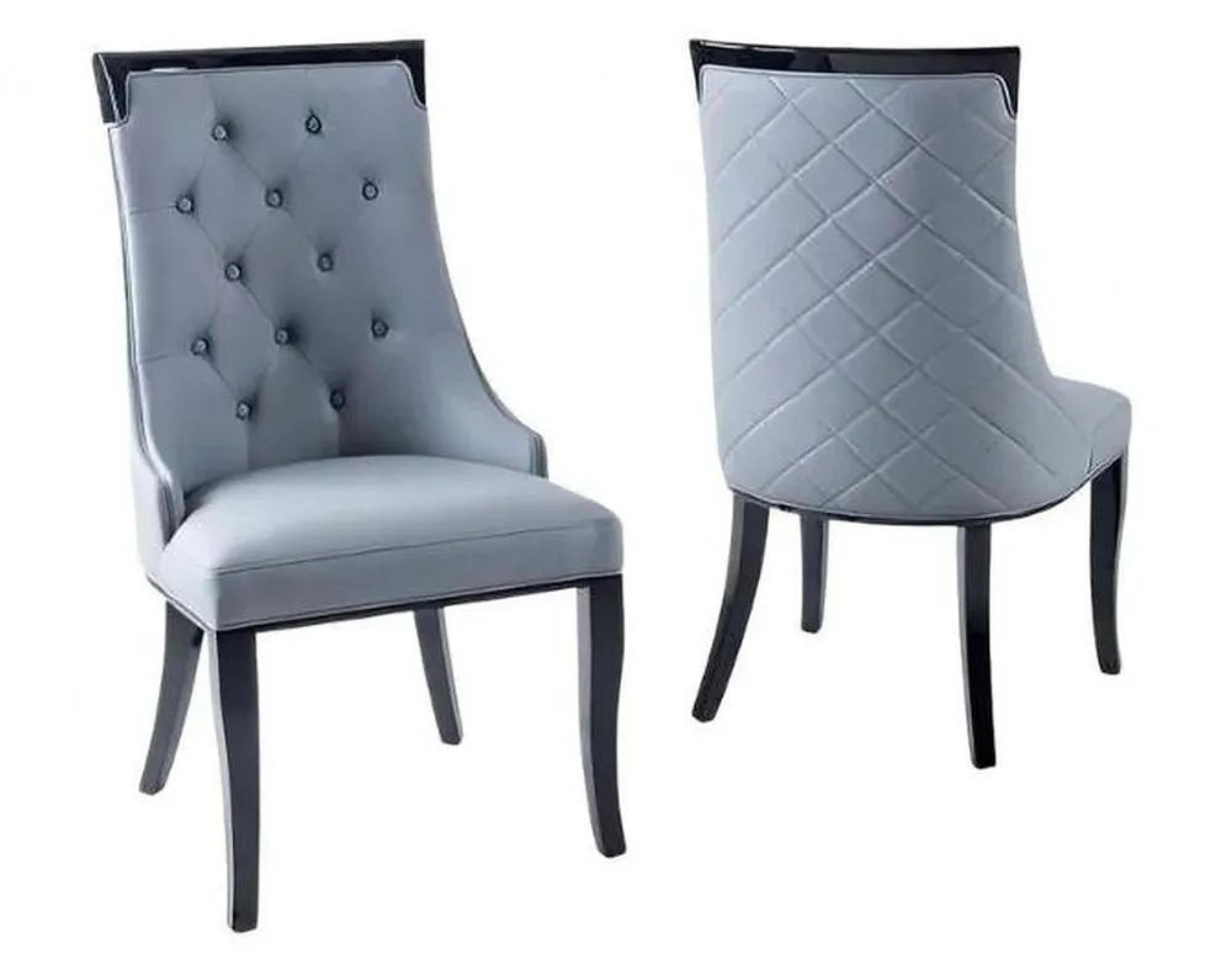 Product photograph of Carmela Grey Leather Large High Back Dining Chair With Black Legs from Choice Furniture Superstore.