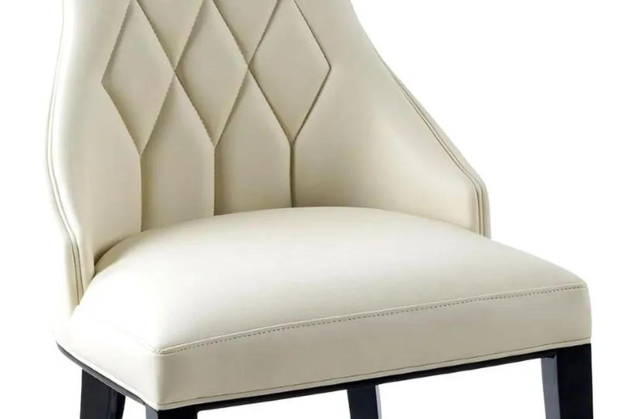 Product photograph of Mimi Cream Leather Large High Back Dining Chair With Black Legs from Choice Furniture Superstore.